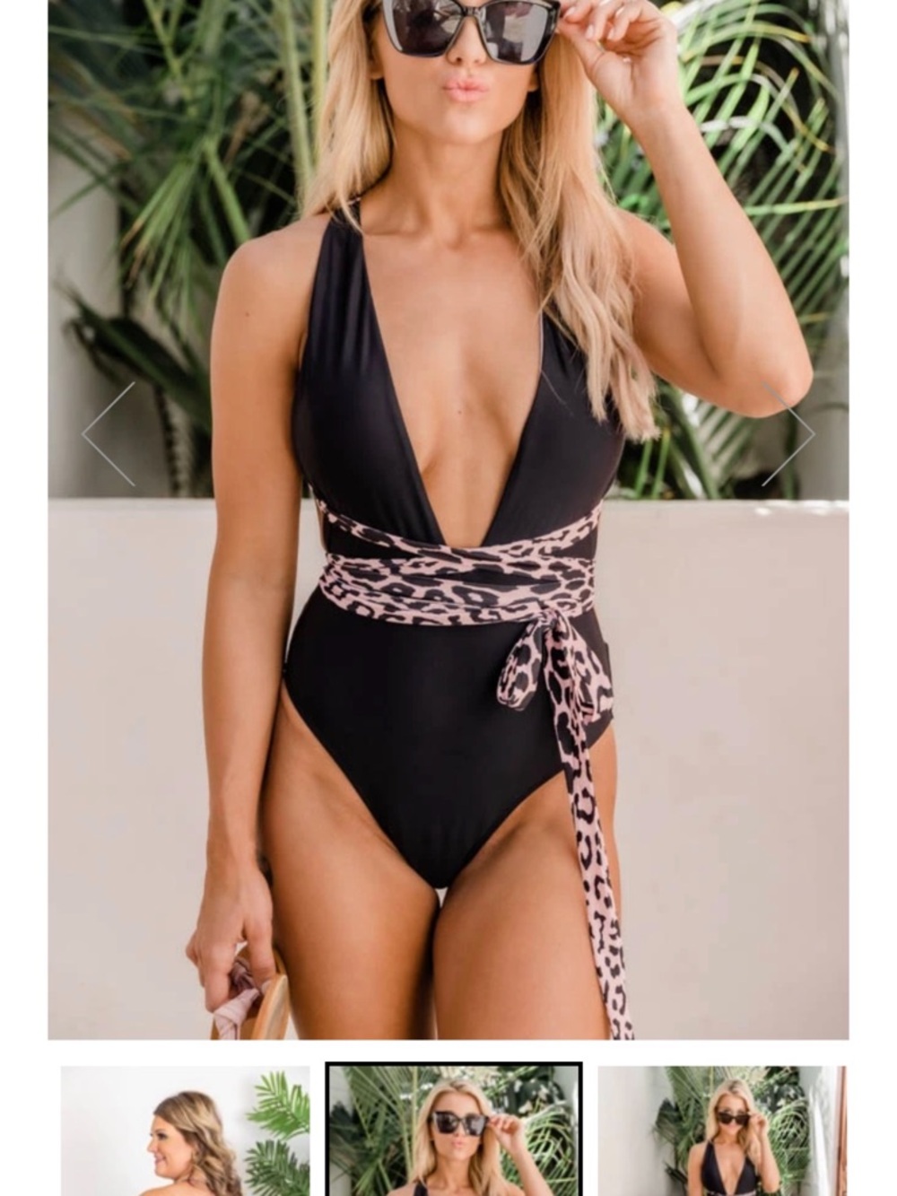 Born Primitive Black One-Piece Swimsuit with Pink Leopard Trim